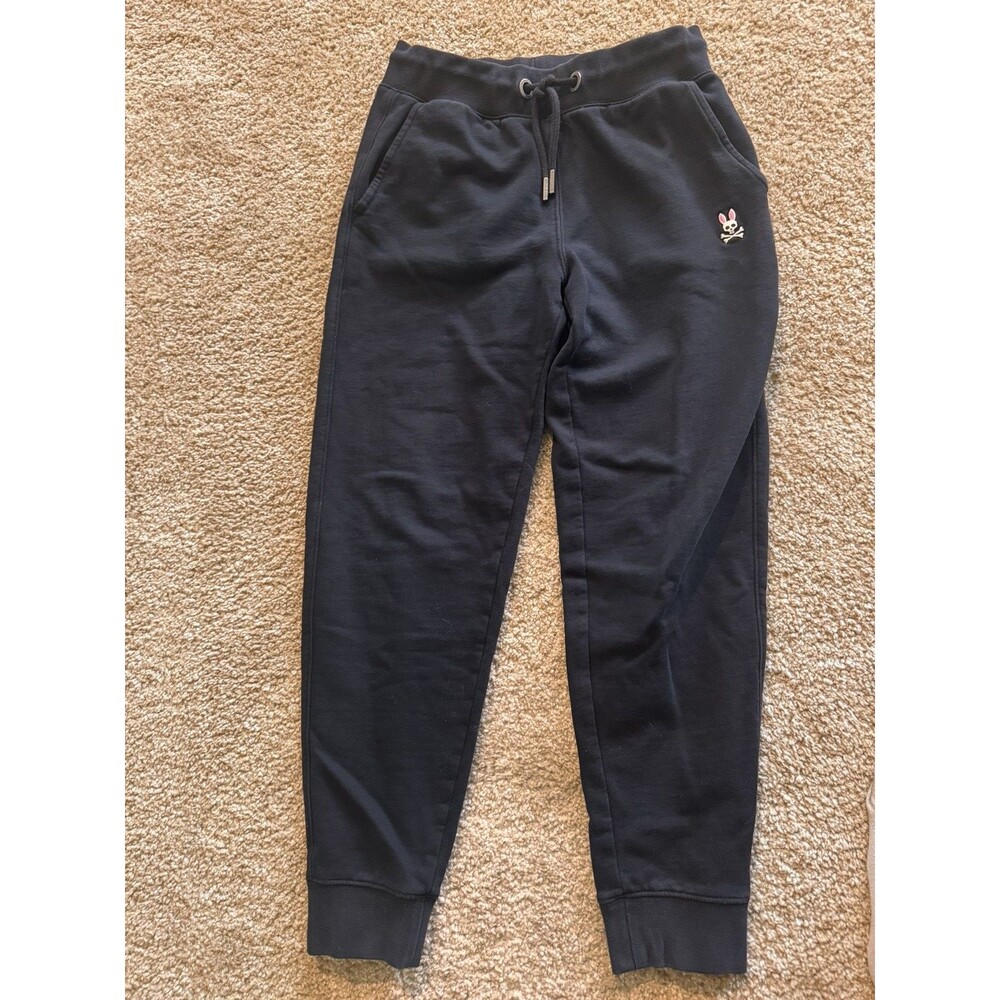 Psycho Bunny Black French Terry Joggers Women NWOT Logo Sweatpants 10-12 Cotton